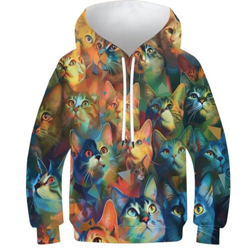 VFKLZCNYR Sudadera con capucha de manga larga con estampado 3D para niños y niñas, atlética, casual, con bolsillo, para ropa infantil, Estilo 3, 8-10 Years