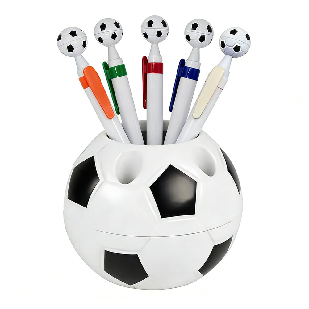Vexthorion Football Pencil Holder,Football-Themed Desk Organizer,Multifunctional Creative Soccer Style Pen Pot Gift Pencil Pot Decor Pencil Holder for Office, Home, Classroom, Desk Storage,6pcs