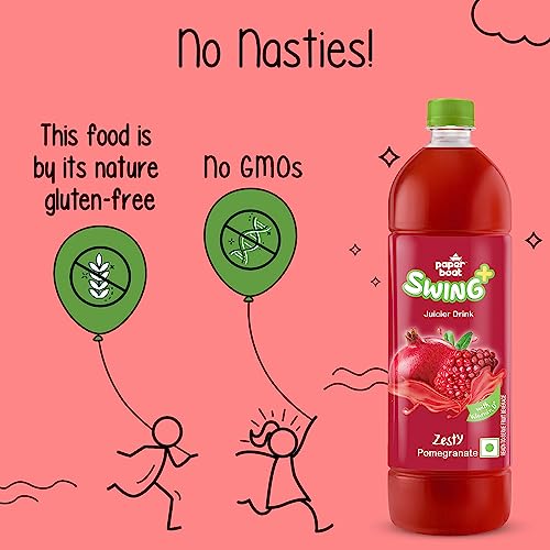 Image of Paper Boat Swing Zesty Pomegranate Juice, Enriched with Vitamin D, No Gmos, 1.2 Litre (Pack of 2)