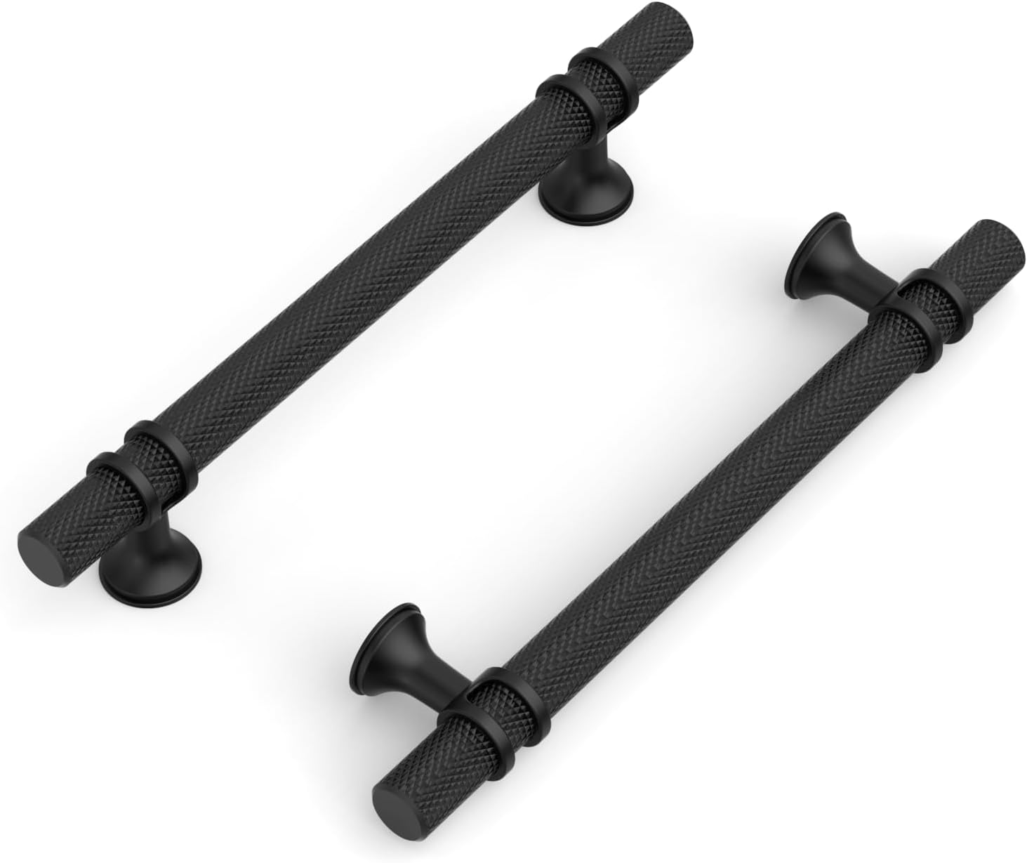 10個パック 5インチ (128mm) ブラック ローレット付きキャビネットハンドル キッチンマット ブラック キャビネット引き出し