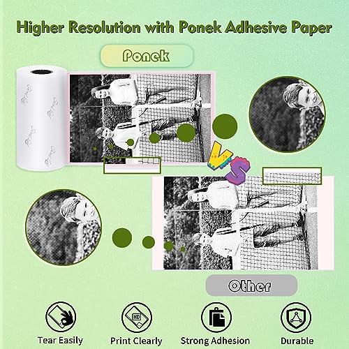 Image of Ponek Mini Printer Paper, Compatible With M02 /T02 /M02S /M03 /M03AS /M04S / Sticky Note Printers, 50mm x 3.5m 3 Rolls Thermal Sticker Paper, Black Text on Light Pink /Blue /Purple, Stored for 10 Years