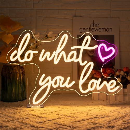 Do What You Love Neonlicht Schriftzug Warmweiß Neon Schild für Wand Dekor USB betrieben Neon Led Schild Leuchtreklame für Schlafzimmer Wohnkultur Büro