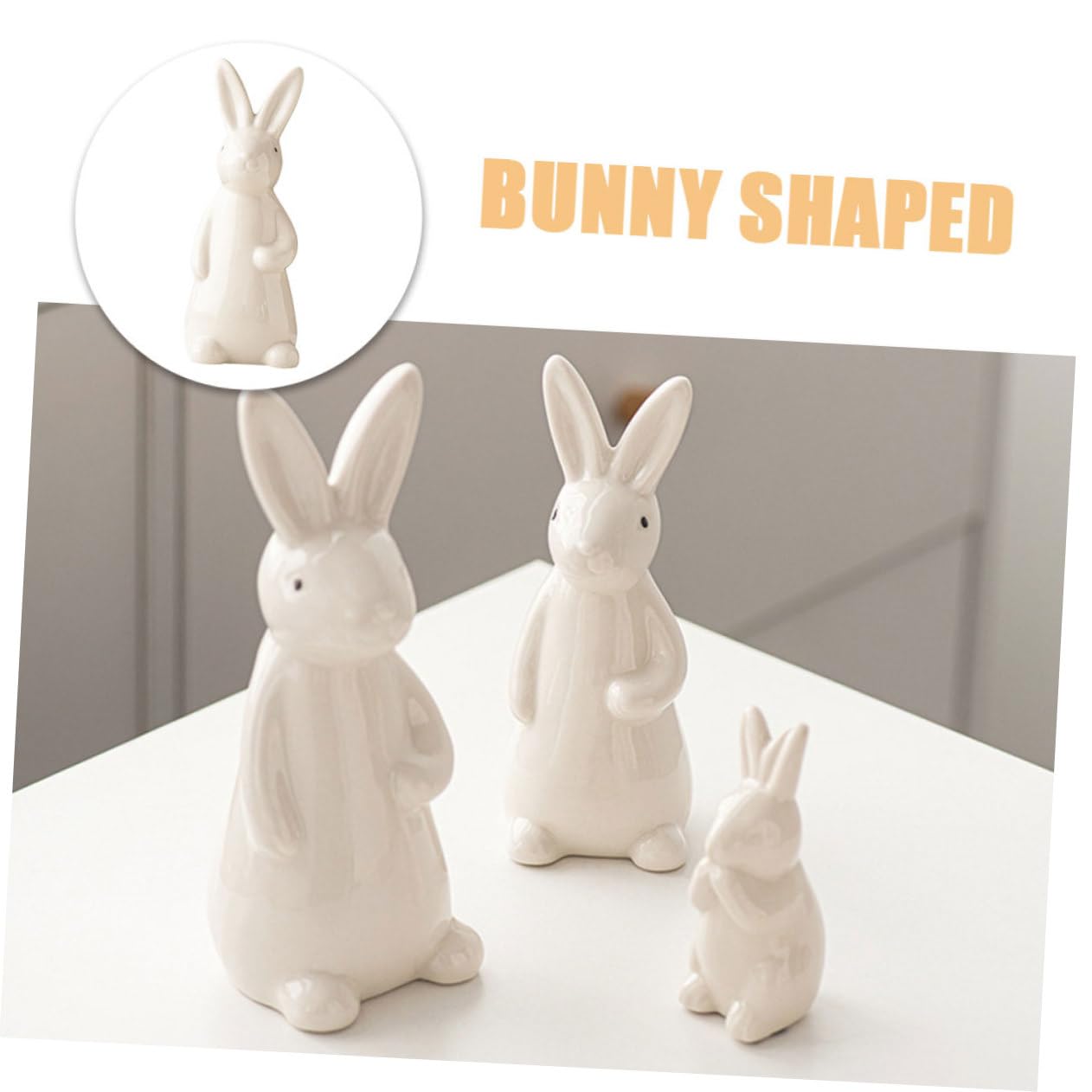 BESPORTBLE 4stücke Keramischer Dekorativer Hase Handgefertigte Mittelgroße Bunny-deko Für Wohnzimmer Schlafzimmer Ostern Und Frühlingsfest Stilvolles Kunstwerk Für Jeden