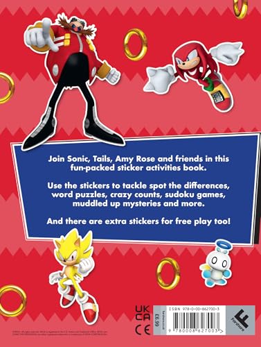 Image of Sonic The Hedgehog Sticker Activities Book: Sticker-Filled Puzzles and Activities Perfect For All Sonic Fans. It Includes 6 Pages of Stickers.