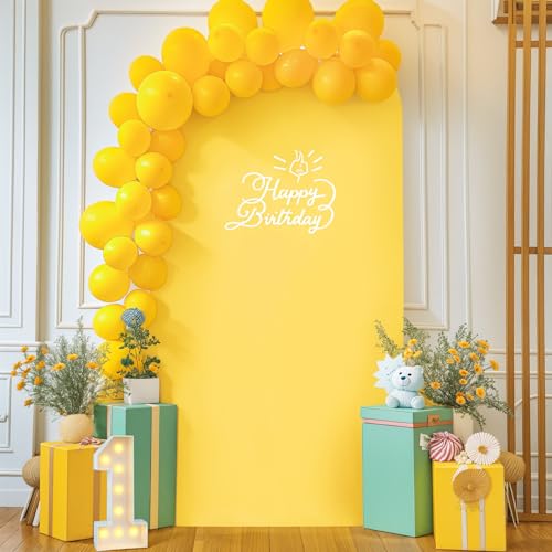 Image of 6.6FT Wedding Arch Cover Yellow Gold Spandex Fitted Wedding Arch Stand Covers Round Top Chiara Backdrop Cover for Birthday Party Ceremony Banquet Decoration