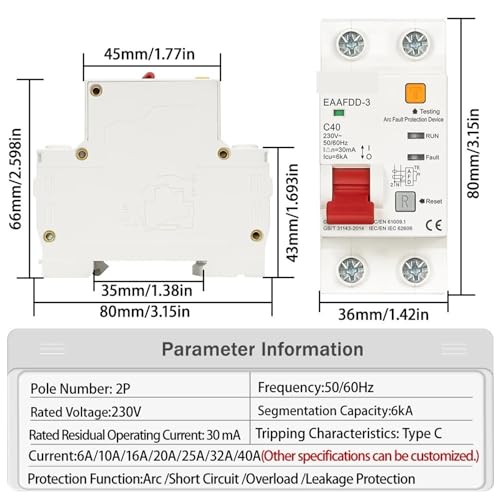 Dispositif de protection contre les défauts d'arc 2P RCBO MCB - 2