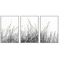 SIGNWIN 3 Piece Framed Canvas Wall Art Wild Grass Field Nature Wilderness Photography Abstract Contemporary Landscape Canvas Prints Home Artwork Decoration for Living Room,Bedroom - 16