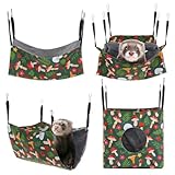 4 Pack Ferret Hammock for Cage, Small Animal Hammock Set with Mushroom Pattern, Rat Hammocks Washable Cozy Hanging Bed for Chinchilla Guinea Pig Hamster Sugar Glider Squirrel