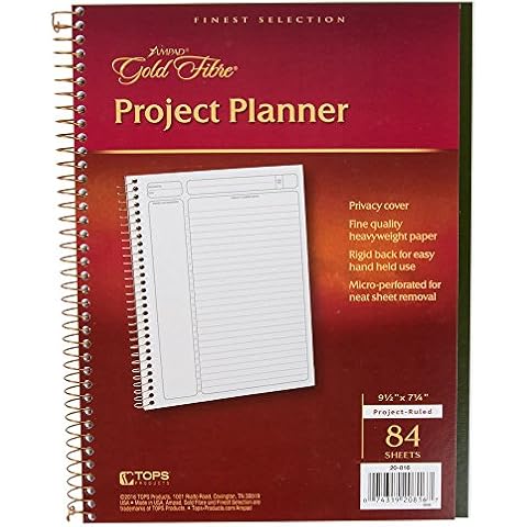 TableTop King 20-816 Gold Fibre 7 1/4" x 9 1/2" Wirebound Project Planner with Green Cover - 6/Pack Cover