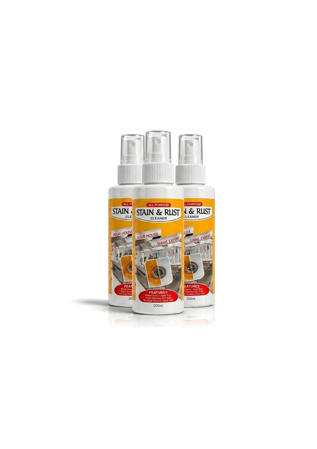 Stain & Rust Cleaner Spray 200ml (Pack of 3) | All Purpose Limescale, Rust & Stain Remover | Kitchen & Bathroom Cleaner Spray for Sink, Tap & Tiles | Instant Shine Formula-image-16