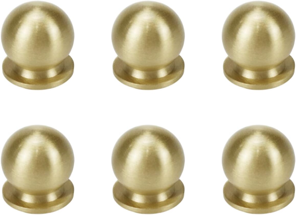 HEVSTIL 6Pack Solid Brass Knobs,16MM Diameter Round