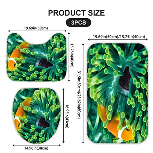 Badezimmerteppich-Set 3Teilig Ozean rutschfest Waschbar Badematte Badezimmer Weich Mikrofasern WC-Deckelbezug… – Bild 3