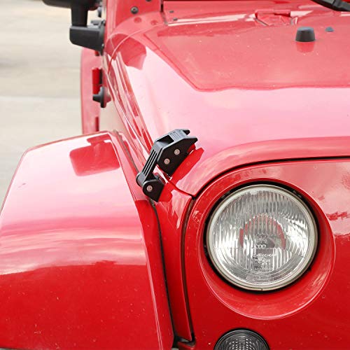 Image of JeCar Aluminum Hood Latches for 2007-2018 Jeep Wrangler JK JKU 2018-2024 2025+ Jeep Wrangler JL JLU Gladiator JT Hood Latches Locking Kit
