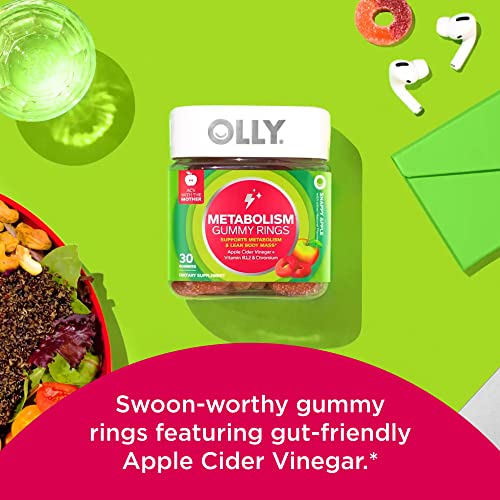 OLLY Metabolism Gummy Rings, Apple Cider Vinegar, Vitamin B12, Chromium, Gourmetian