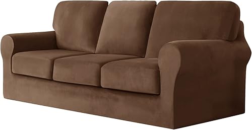 Miniatura 10 de 7 Fundas de Sofá Ektorp de Terciopelo Elástico de 7 Piezas, para 1 funda de base, 3 fundas de cojín de sofá y 3 fundas de respaldo, para muebles de