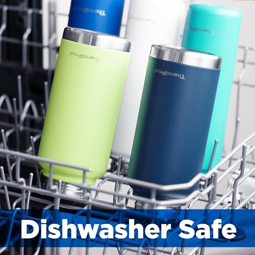Image of ThermoProof Double-Walled Vacuum Insulated Stainless Steel Water Bottle - Wide Mouth Canteen, Spout & Straw Lids, Dishwasher Safe, Reusable, Leakproof, Hot & Cold for Men, Women & Kids - 32oz, Taupe