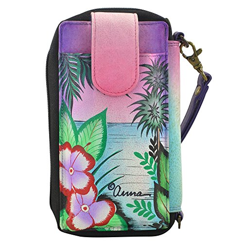 Anna by Anuschka Women's Hand-Painted Genuine Leather Smartphone Case & Wallet - Tropical Flamingos3