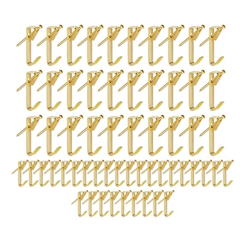 Image of Generic 120Pcs Picture Hooks Gold Hanging Hardware Painting Hanger Metal Picture Hanging Kit for Office Mirror Wooden Hard Walls Jewelry