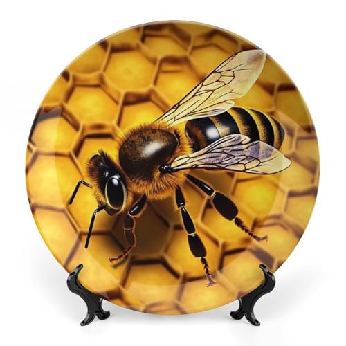 Plato Decorativo de Porcelana Bone China Amarillo Miel 7 pulgadas miniatura 1