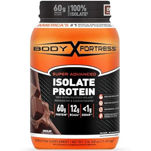 Body Fortress Super Advanced Whey Protein Isolate Powder, Great for Meal Replacement Shakes, Low Carb, Gluten Free, Chocolate, 3 lbs Cover