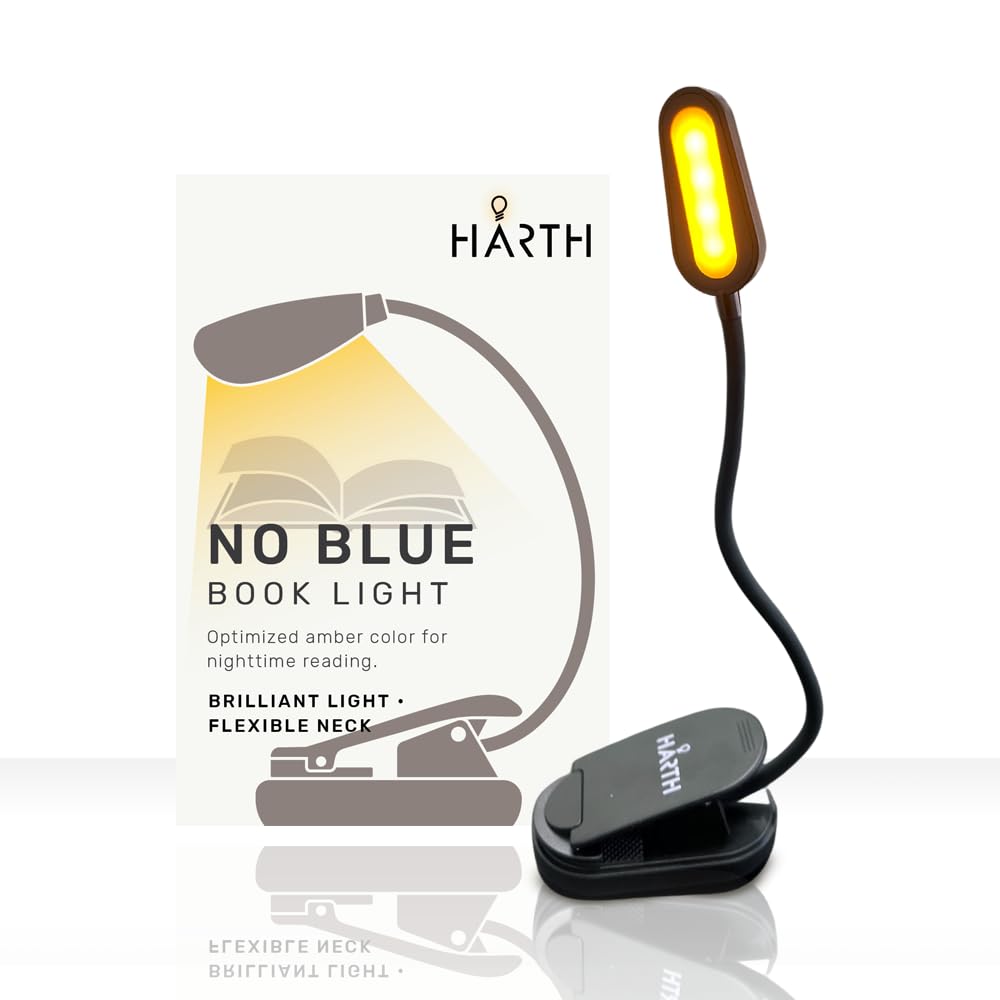 Blue Blocking Book Reading Light Clip On Lamp I Book Lights for Reading at Night with 1200 mAh Rechargeable Battery I Rechargeable Lamp Night Lights for Book Lovers Gifts I Eye Caring Led USB Light
