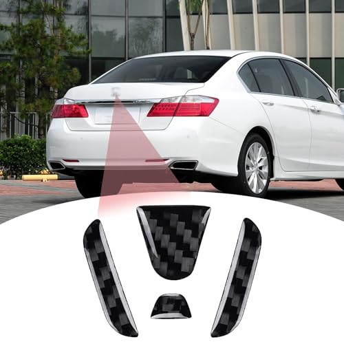 Image of Compatible with Car Rear Tailgate Emblem Logo Trim Accessories Carbon Fiber Emblem Badge Decal Cover Sticker for Honda Accord 2013-2017,Black