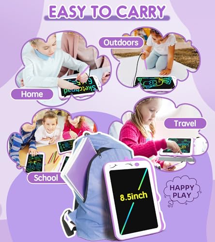 Tableta Escritura Pizarra Magica para Niñas Niños 3 4 5 6 7 Años Regalos Cumpleaños de Navidad, 8,5 Pulgadas LCD Dibujo Pizarra Magnetica Infantil Juegos Educativos Niños 3-7 Años (violeta) - imagen 6