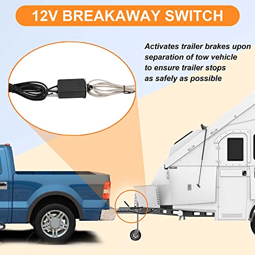 Circleroad 7 Way Trailer Cord 8 Feet With 7 Gang Junction Box Kit, 7 Way Trailer Wiring Harness Kit And Trailer Breakaway Kit, 12V Emergency Breakaway Switch And Plug Holder, Waterproof, Dustproof #TOP3