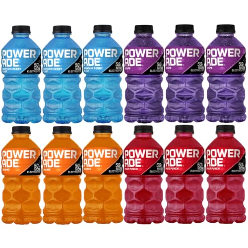 Powerade Sports Drink Variety Pack, 20 oz Bottles (12 Pack) – Mountain Berry Blast, Orange, Grape...