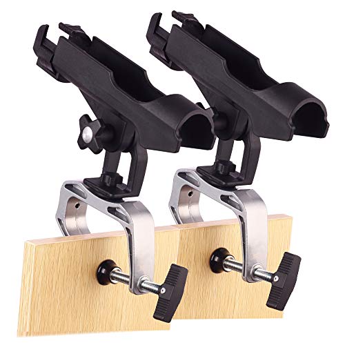 HiUmi Angeln Boot Ruten Halter mit großer Klemme Öffnung 360 ° verstellbar Angel Racks Falten Halterung, 1pack