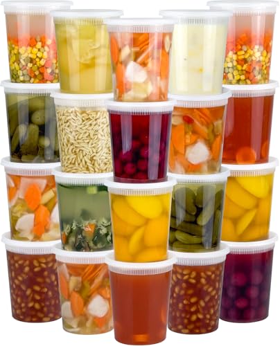 Dipoo 40 Sets (80-Piece) Deli Containers with Lids 32 oz, Leak-Proof & BPA Free Airtight Takeout Plastic Food Storage Containers for Soup, Freezer/Microwave/Dishwasher Safe