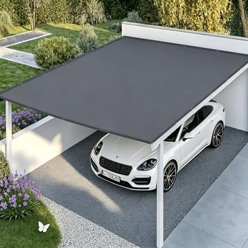 Bâche ombrage polyester 4x4.8m imperméable avec œillets gris anthracite