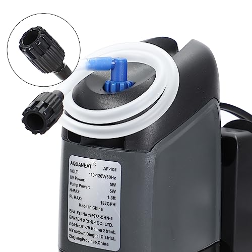 Image of AQUANEAT Aquarium Filter 5W with Spare UV Bulb Green Water Killer Submersible Pump Filter 132 GPH for 75 Gallon Fish Tank (5W)