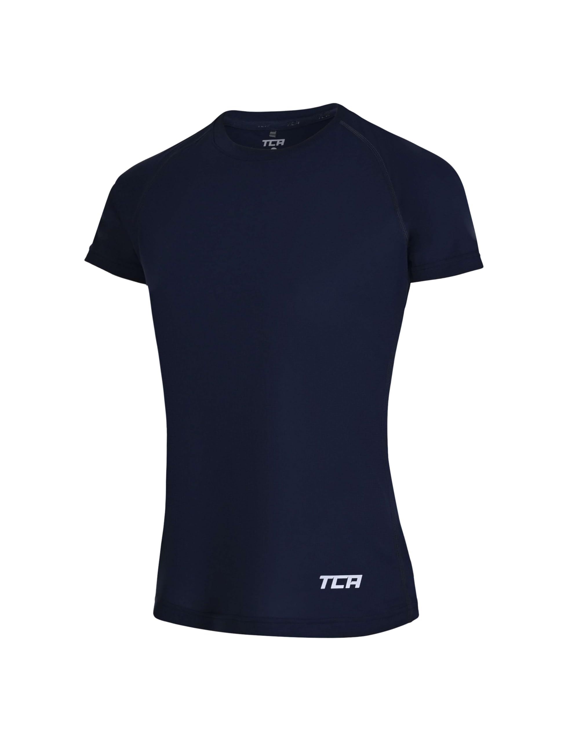 TCA Women's Lightweight Short Sleeve Shirt – Breathable Athletic Running T-Shirt for Yoga, Running, Gym, Training, and Fitness - Navy Blazer, XS