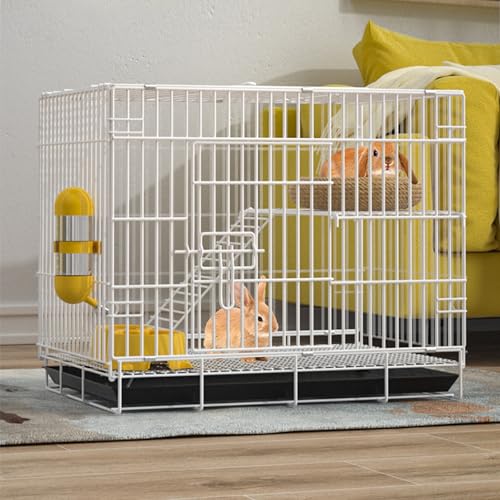 Cage à lapin pour l'intérieur XL blanche à 2 niveaux pour salon chaleureux