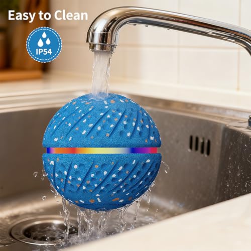 Interaktiver Spielball für Hunde, Intelligenter Selbstbewegender Hundeball, Hundespielzeug Ball, Interaktiver Hundeball 3 Modi, Self Moving Dog LED Ball, Hundespielzeug Wasserdicht Bissfest ETPU(Blau)