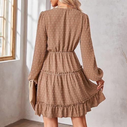 Robe de printemps à manches longues style décontracté et chic col V S