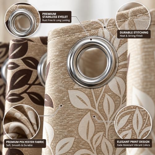 Image of FLORANCIA Polyester Eyelet Door Curtains 7 Feet Long (205 cm) Pack of 5