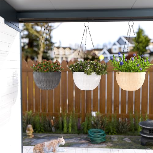 Image of YUCCABE ITALIA SHERA URO-Basket Plastic Flower Pot with Drainage Holes Round Planter Pot Suitable for Inddor Outdoor Kitchen (Grey, 6 INCH - 12 Pcs)