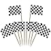 Produktbild heliltd 100 Stück Karierte Flagge Cupcake Toppers, Flag Topper für Party Cake Food
