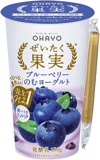 Refrigerated Ohayo Dairy Industry Luxury Fruit, Blueberry, 6.3 oz 180 g x 6 Bottles