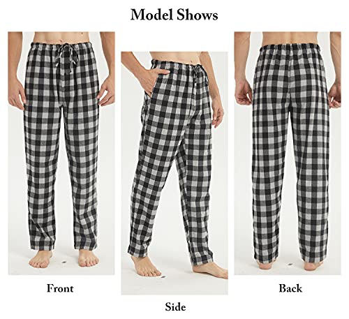 2 Pack Men's Pajama Pants Flannel Cotton Soft Pajamas For Men Plaid Pj Bottoms Lounge Sleepwear With Button Fly #TOP3