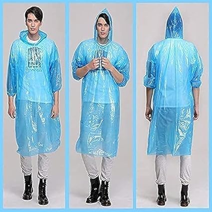 Image of RJ SHOP Pack of 10 | Raincard | Disposable Rain Coat | Pocket-Sized | Hooded | Unisex | Use and Throw | Travel friendly