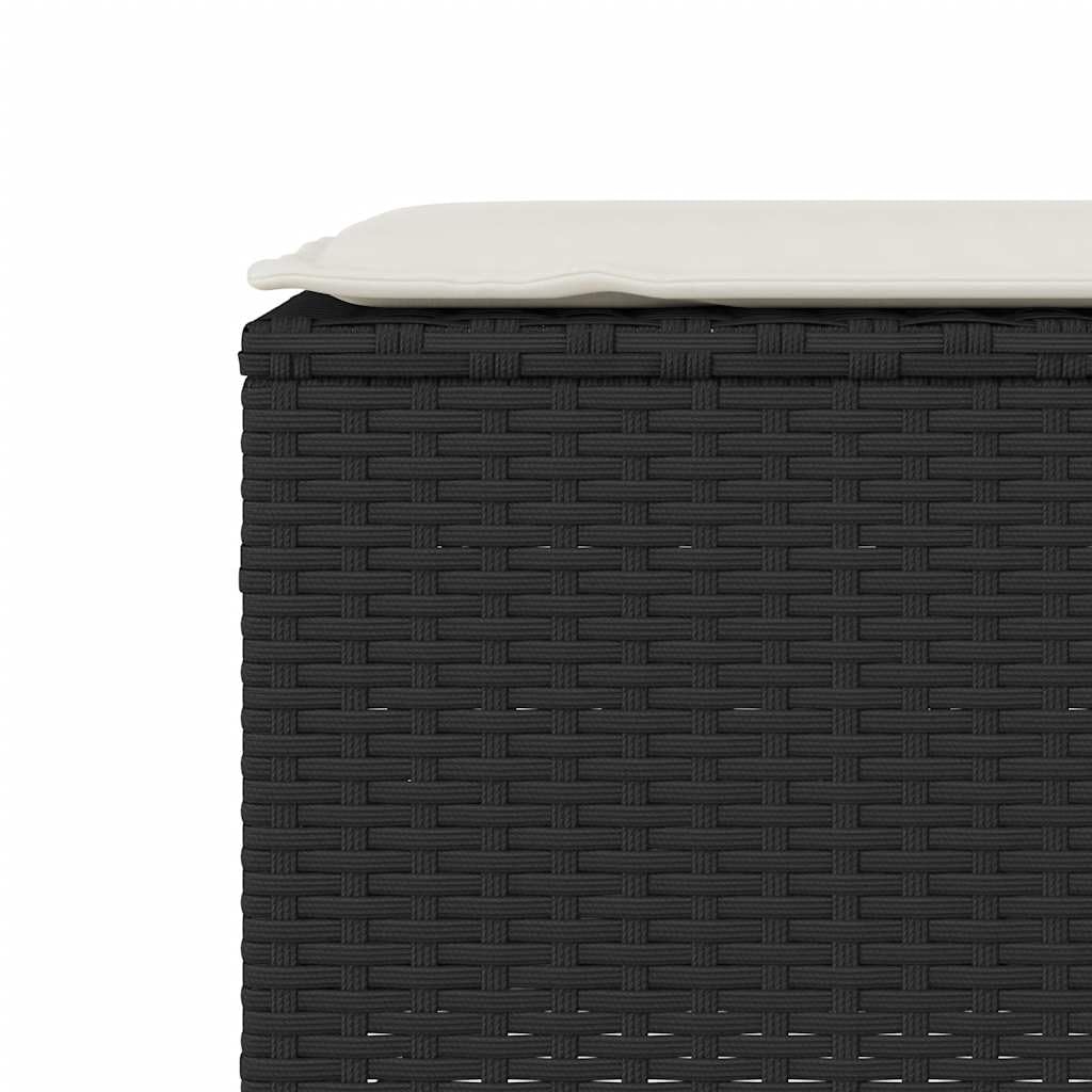 Vidaxl Gartenbank mit Kissen - Schwarzer Polyrattan - Stahlrahmen - UV-Resistent - Ideal für Terrasse, Garten oder Deck - 110x30x40,5cm