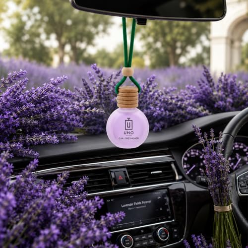 Image of UNOAROMA Orchid Car Air Freshener, Long Lasting Hanging car perfume, Toxin-Free Oil in Glass Bottle with Wooden Diffuser, Car Accessories for fresh aroma, Last Upto-60 Days (15mlx2)