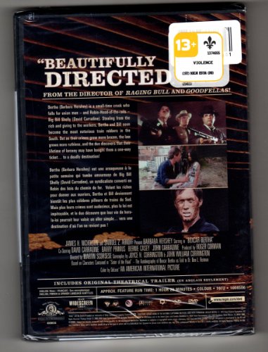 Boxcar Bertha versión DVD de importación con acabado retro de 1972 3