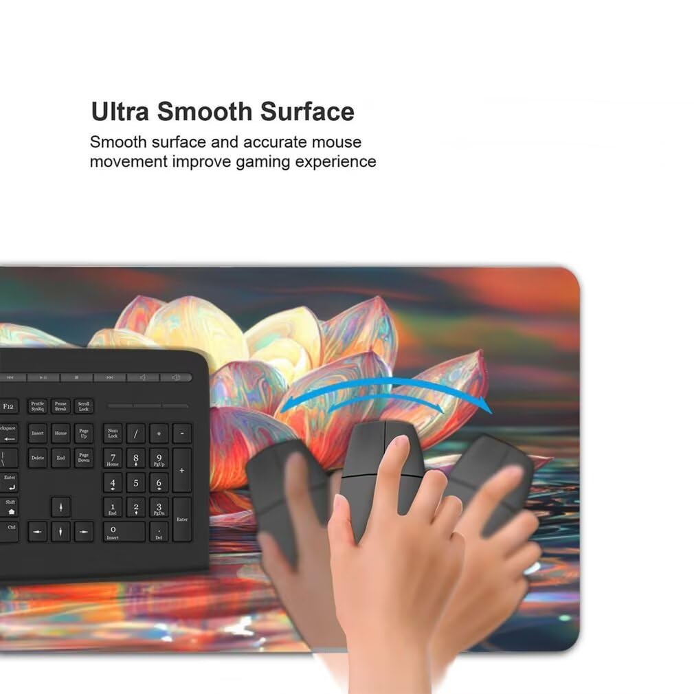 Tappetino Mouse XXL 1000x500mm Loto Grande Mouse Pad, Tappetino Scrivania Grande Mousepad Gaming con Bordi Cuciti, Tappeto Scrivania con Base Antiscivolo per Ufficio e Casa (Colorato) -MP1594