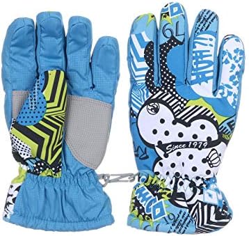 Boddenly Kids Winter Gloves Thicken Cold Weather Ski Snowboarding Gloves Breathable Baby Boy Mittens Winter Waterproof Gloves (Blue, L)