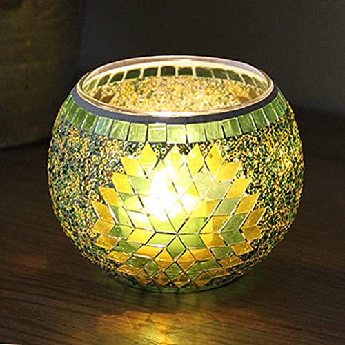 Tea Lmosaic Glass Tealight Holders. European Style Glass Candle Holder Handmade Mosaic Candle Holder For Tea Light Home Restaurant Decor Christmas Wedding Party Gift (Green) #TOP1