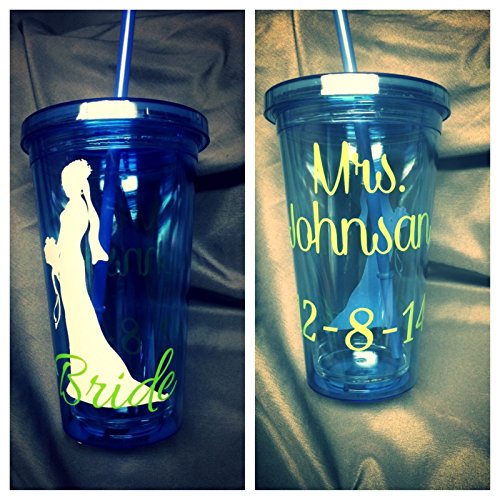 Bride Wedding Personalized Tumbler Name Mrs. Date - //coolthings.us